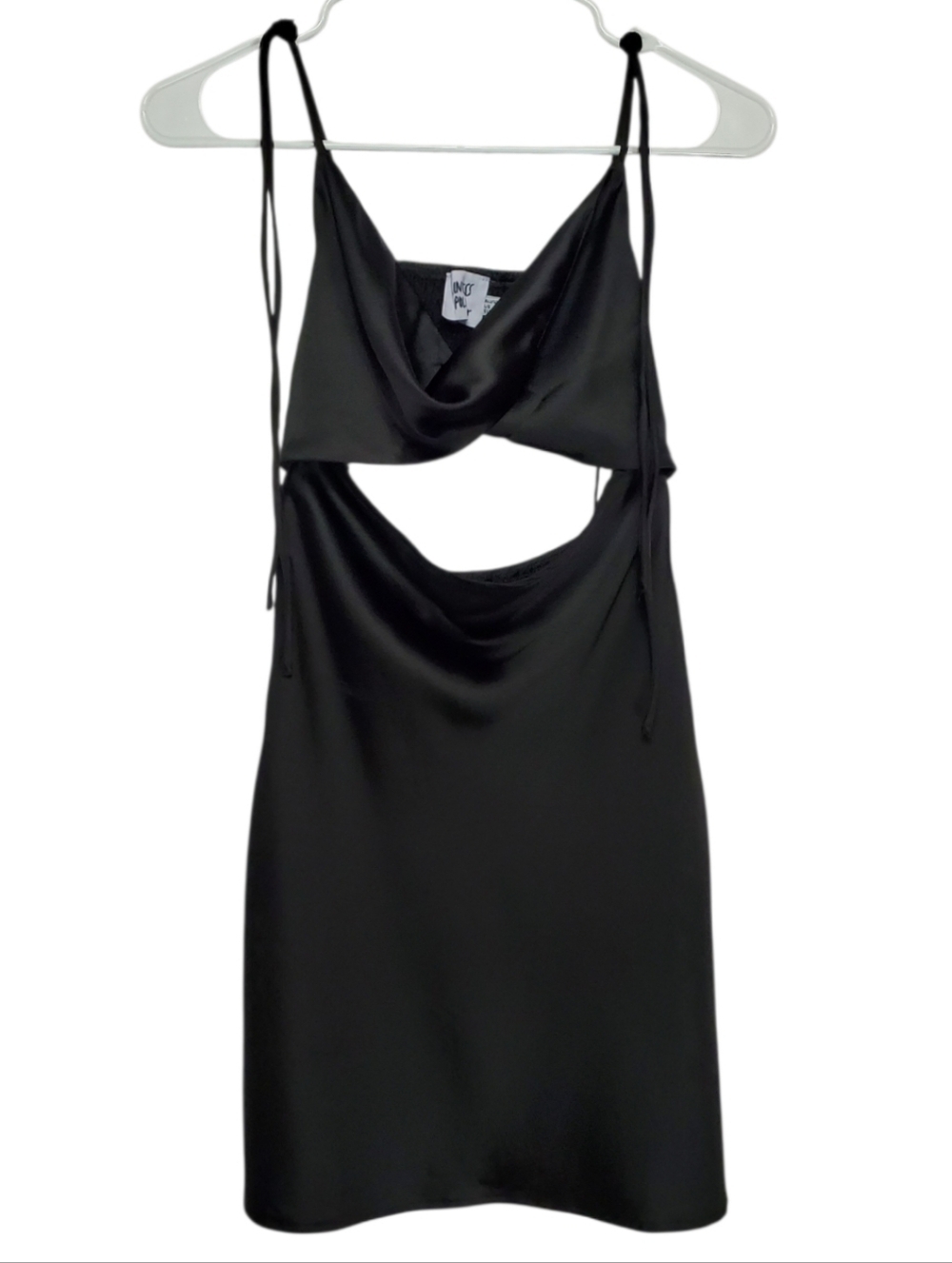 2644 * Princess Polly Annalise Satin Twist Top Cutout Mini Dress Black Size 4